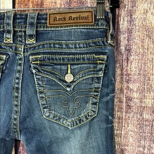 Rock‎ Revival Blue Distressed Jeans Jessica Skinny sz 29 Festival Boho Country